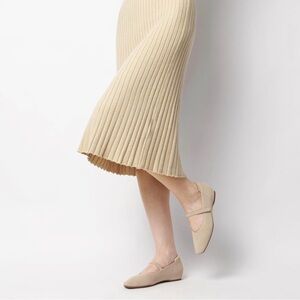 Women's Neutral Mesh Mary Jane Flats - Beige